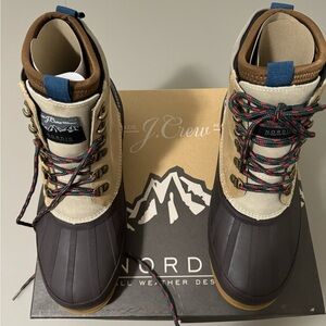J. Crew men’s nordic boots (brown/tan) size 10 US. Brand new. Never worn.